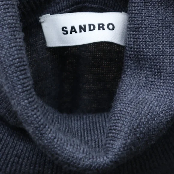 Sandro Wool Turtleneck Sweater Grey Medium - Picture 4 of 4